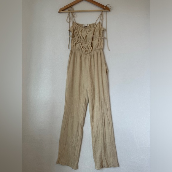 Beige Botany womens cream sleeveless tank open side casual jumpsuit size small - Picture 1 of 11